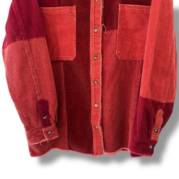 Oli & Hali Buckle Orange Red Corduroy Shacket Shirt Jacket Grunge Oversized XL - Picture 5 of 11